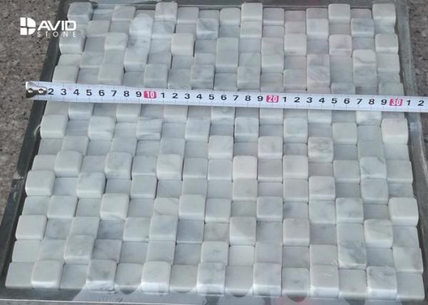 Italy Carrara Marble Mosaic Tile Sheets Abrasion Proof Irregularity Squre Shaped