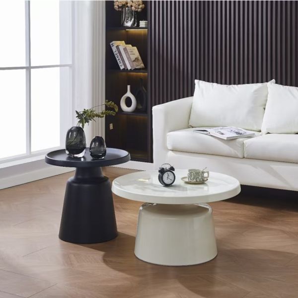 Nordic Modern Minimalist Round Metal Coffee Table for Small Spaces Portable Sofa Side & Center Table for Home or Office