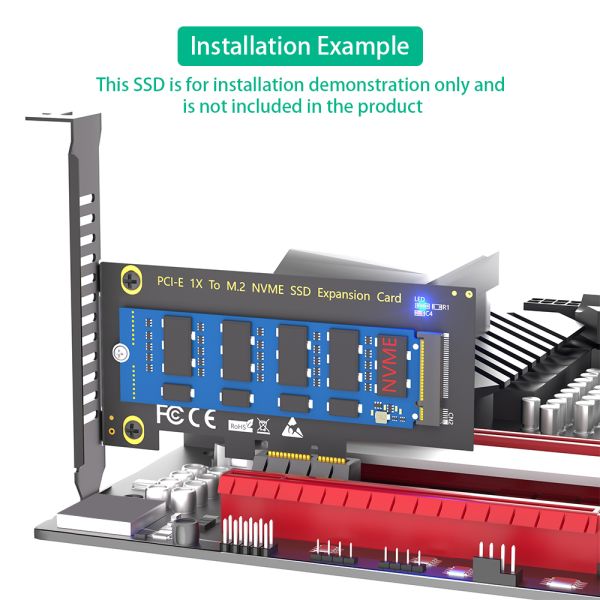 M.2 NVMe SSD to PCIe X1 Adapter Card with High Speed Data Transmission and PCIE 3.0 X4 Support for 2230-2280 Size SSDs