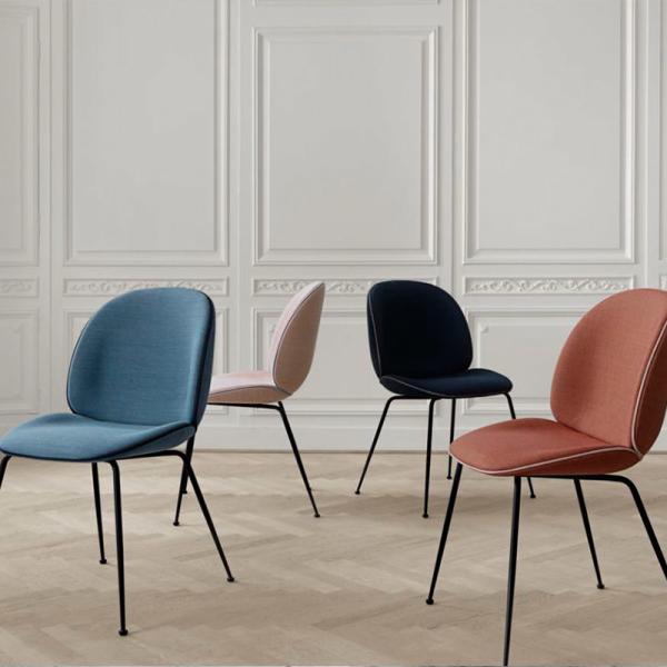 Modern Fabric Upholstered Gubi Beetle Chair Metal Base For Leisure Use