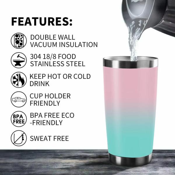 Exquisite Design Stainless Steel 20 Oz Tumbler Bulk With Lid And Straw Colored Powder Coated Wine Tumbler Double Wall Vacuum Insulated Easy To Clean