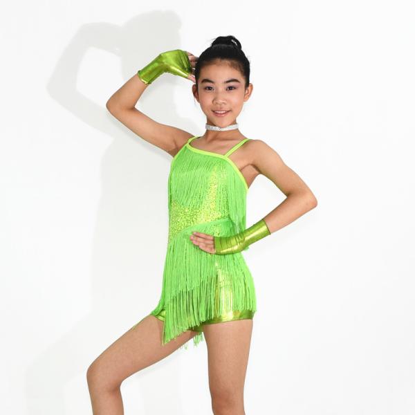 Latin Dance Competition Costumes Sequined Bodice Sensational One Shoulder Fringe Dress