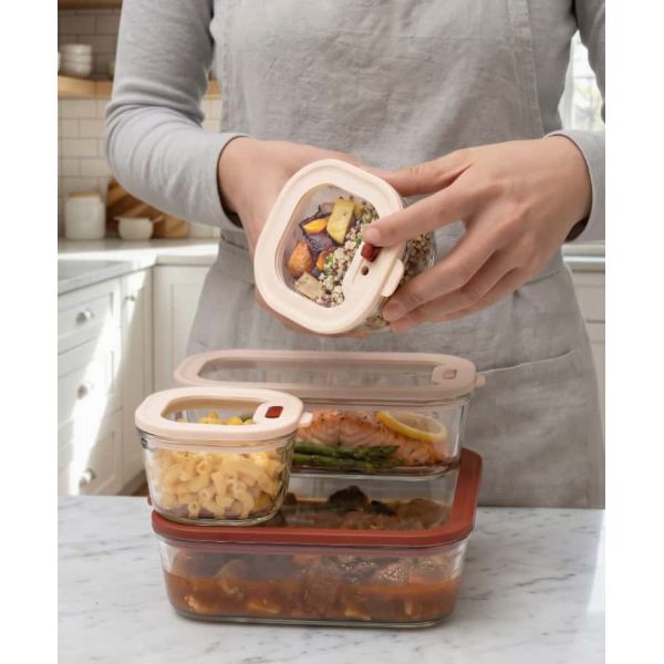 IKOO High Borosilicate Glass Food Container Set 560ml 1370ml