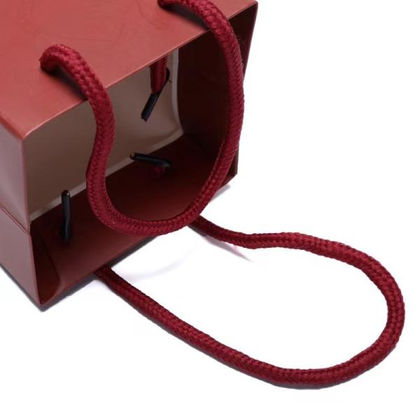 Luxury Gift Packaging Custom Printed Bottle Wine Paper Bags Dark Red Wine Bottle Paper Bags With Handles