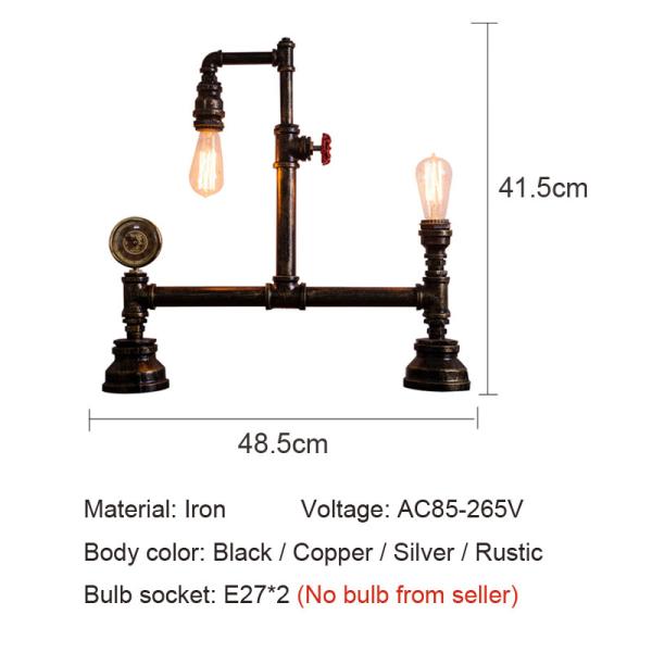Industrial vintage light black silver copper rustic industrial bedside table lamp(WH-VTB-31)