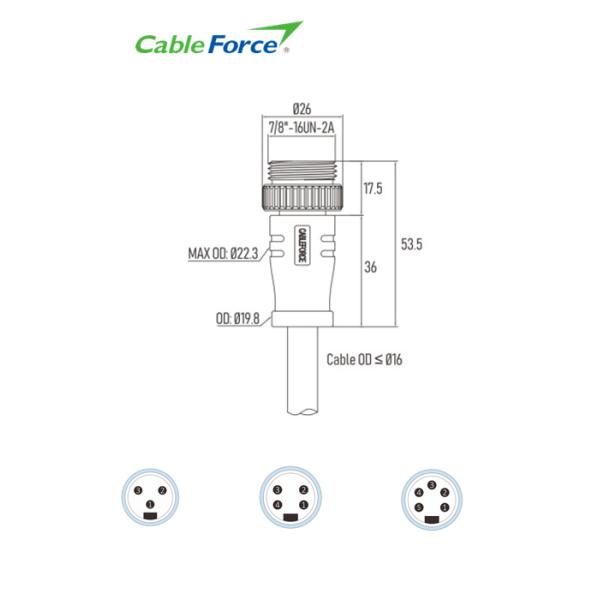 Мини соединитель Пин мужчины 4 изменения отлитый в форму с кабелем ПВК 16АВГ 2М неэкранированным