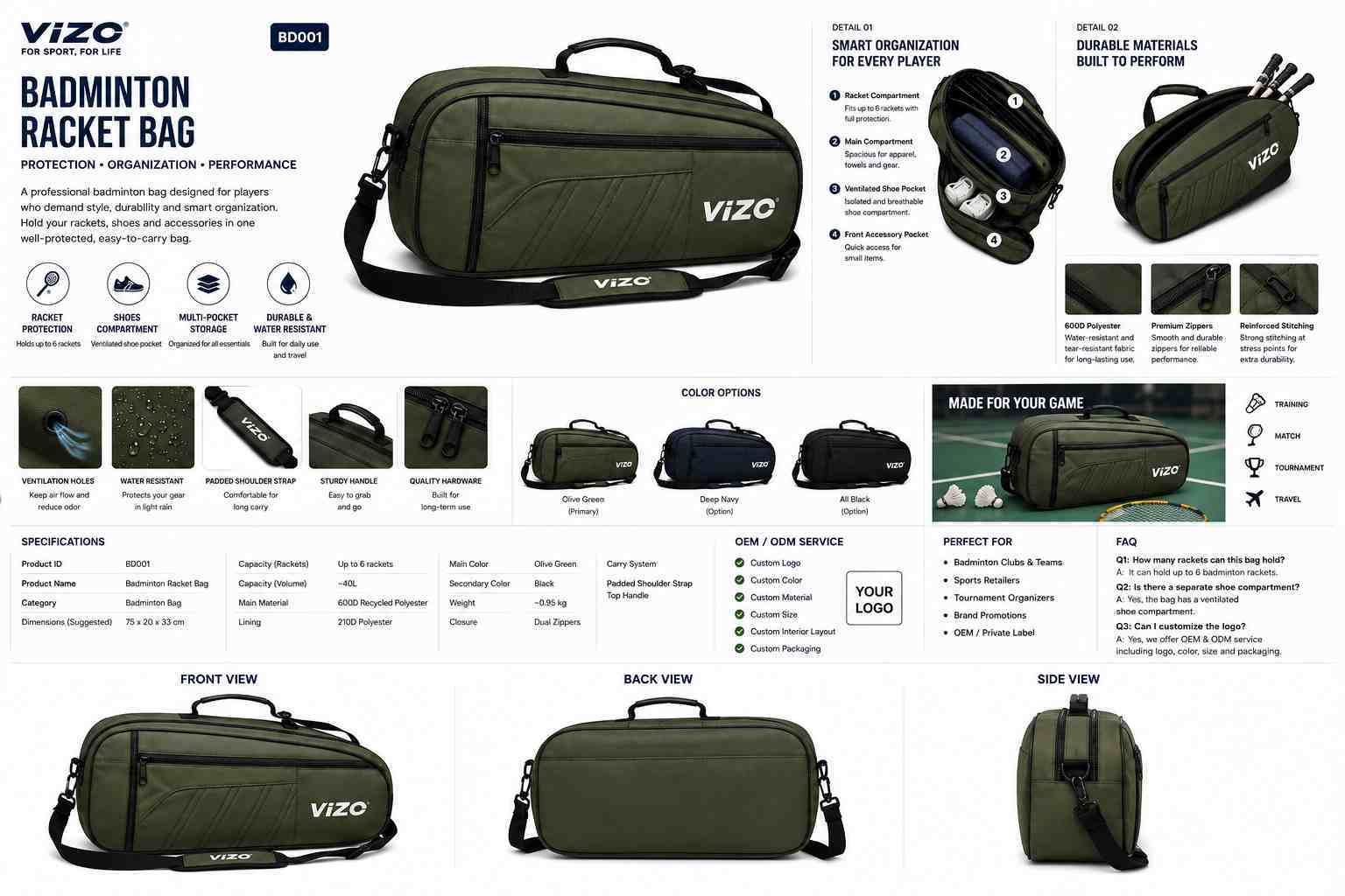Custom Badminton Racket Bag Manufacturer | OEM Sports Bags