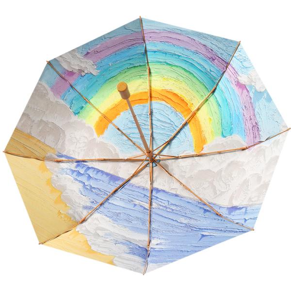 Foldable Advertising Umbrella Magic DIY Oil Painting Art for Female Sun Protection