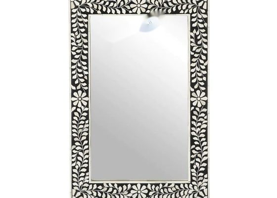 Bone Inlay Black and White Decorative Wall Mirror 90x60cm