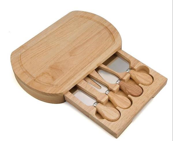 Home Organic Bamboo Cutting Board With Drawer , Bamboo Cheese Set SGS Approved