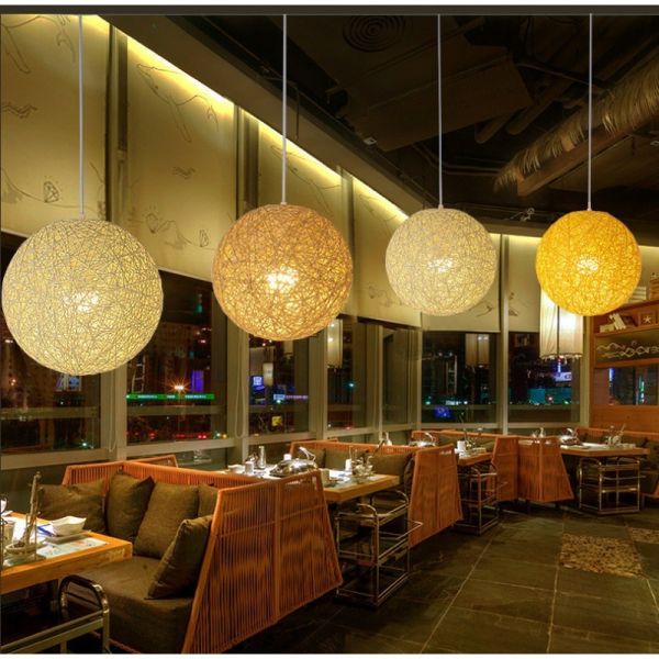 Loft Hanging Lamp Living Room Home Decoration Nordic Rattan Weaving Spherical Pendant light(WH-WP-145)