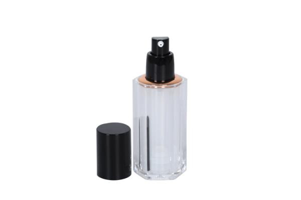 Garrafa cosmética poligonal brilhante luxuosa alta 30ml acrílico da bomba