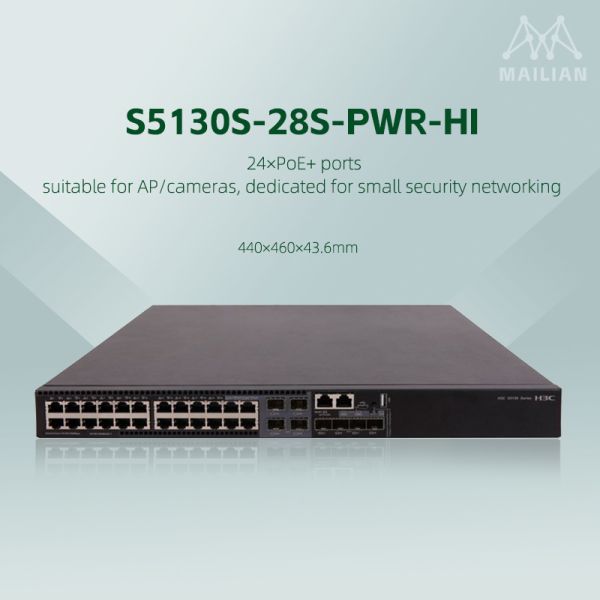 H3C S5130S-HI Next-Gen Layer3 Managed Gigabit Ethernet Switch,Enterprise Network Device with 10G SFP+ Uplink,IRF Stacking & Dual Stack IPv4 IPv6 for Data Center Office Network