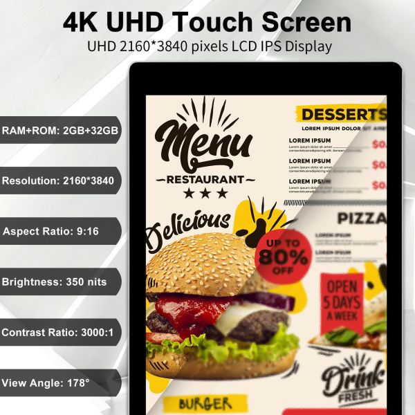 Remote Control Digital Signage with 393mm*698mm Display Area and Wave/MP3/WMA/AAC Audio Format Support for Enhanced Customer Interaction