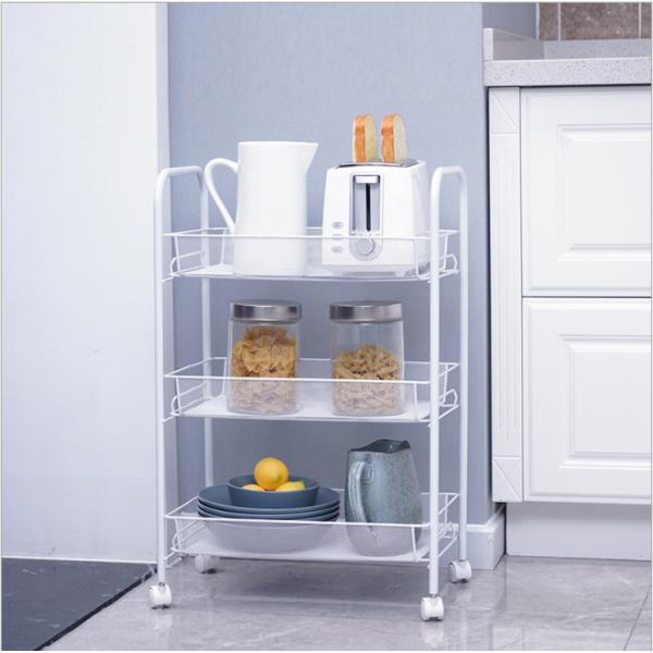Rustproof 3 Tier Stainless Steel Cart , 10kg Bearing Steel Basket Trolley