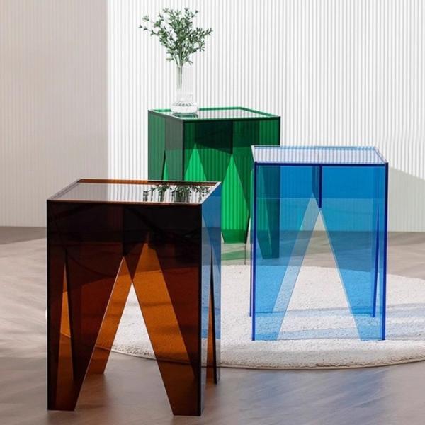 OEM ODM Square Acrylic Side Table Lucite End Table For Living Room Bedroom