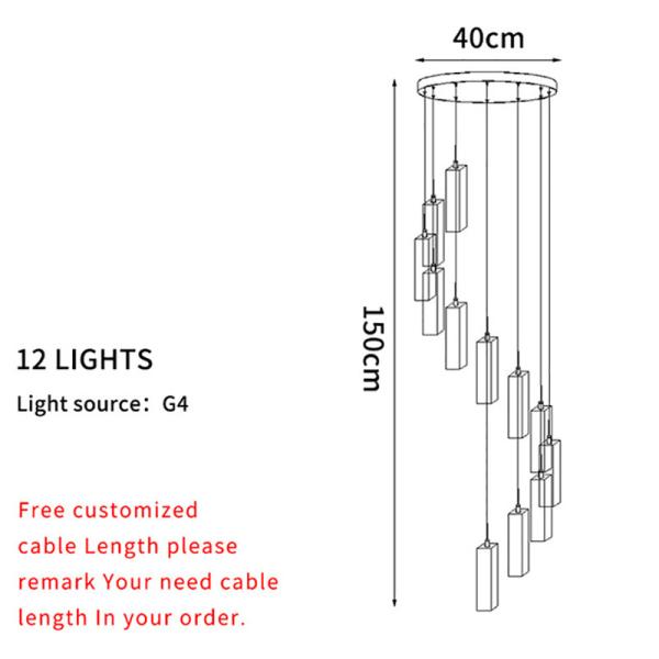 LED Pendant Light Staircase Crystal Chandelier Hanging Lamp Spirl hanging minimalist light(WH-NC-59)