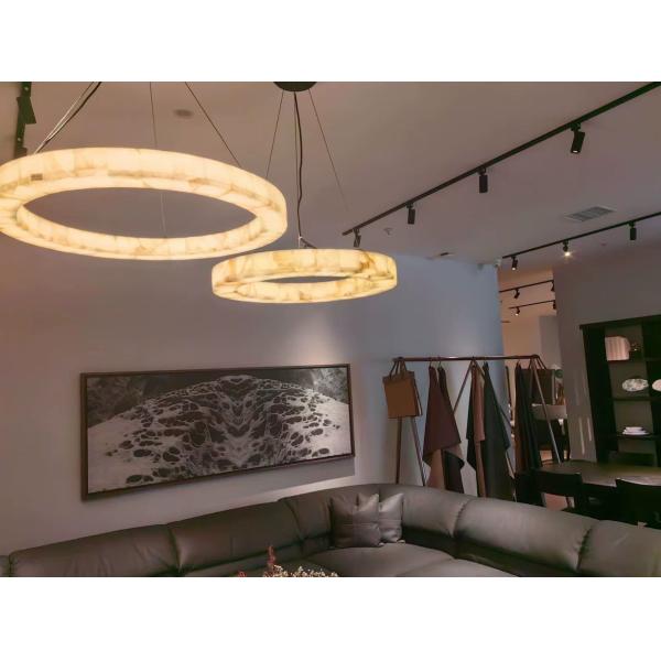 Специальное европейское современное уникальное кольцевое освещение белое естественное светодиодное алабастровое люстра для гостиной