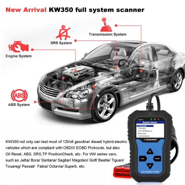 OBD2 EOBD Full System Diagnostic Scanner Konnwei KW350 for Audi
