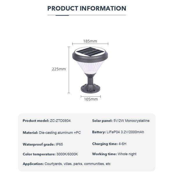 Свет штендера DC 3.2V солнечный, солнечные лампы пала для вилл дворов