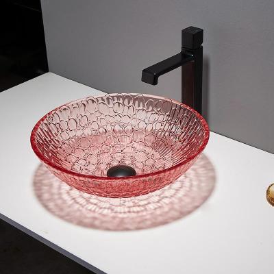Bancada Crystal Wash Basins Bathroom Glass da cor vermelha moderno