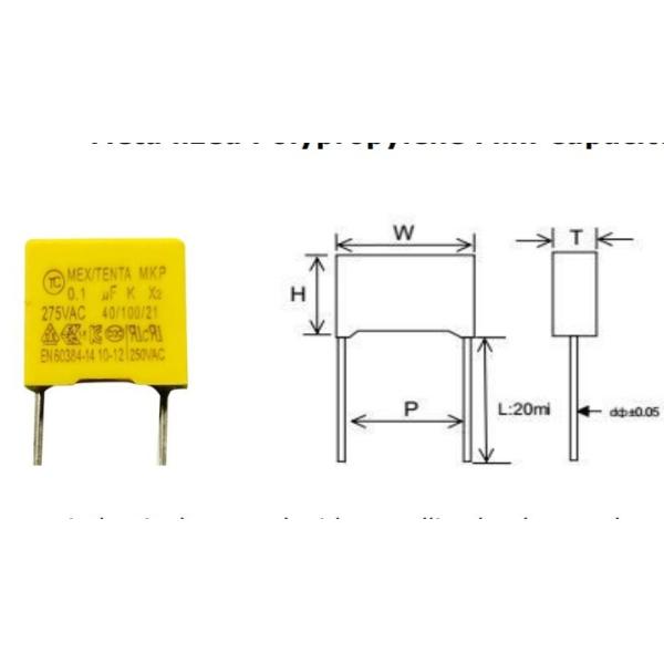 Metallized Polypropylene Film Capacitor 310V AC Rated Voltage Class X2 - MKP