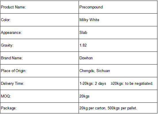 Выкостность Fluoroelastomer A601C Dowhon FKM резиновая Precompound низкая Mooney