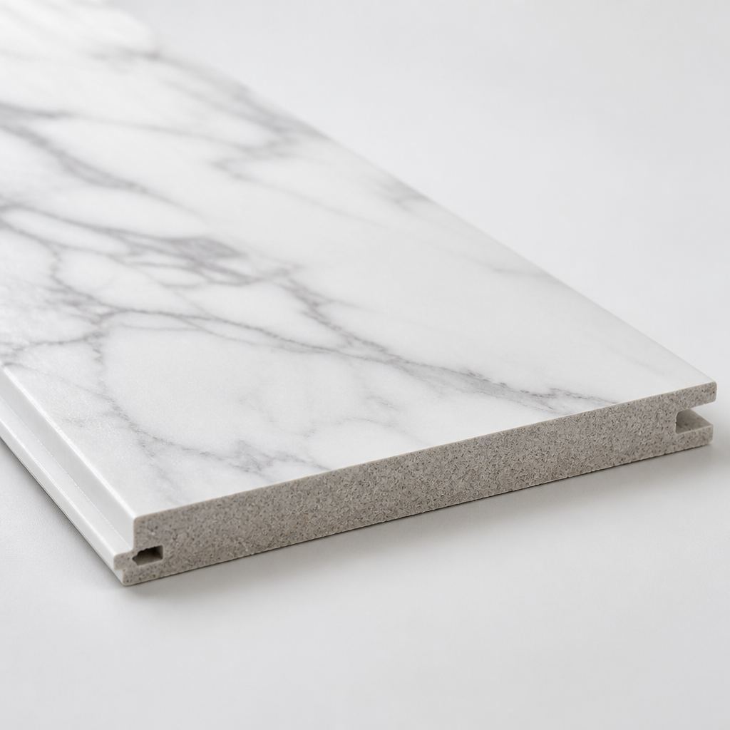 Carrara White Marble SPC Wall Panels Grey Vein Waterproof Interior Cladding