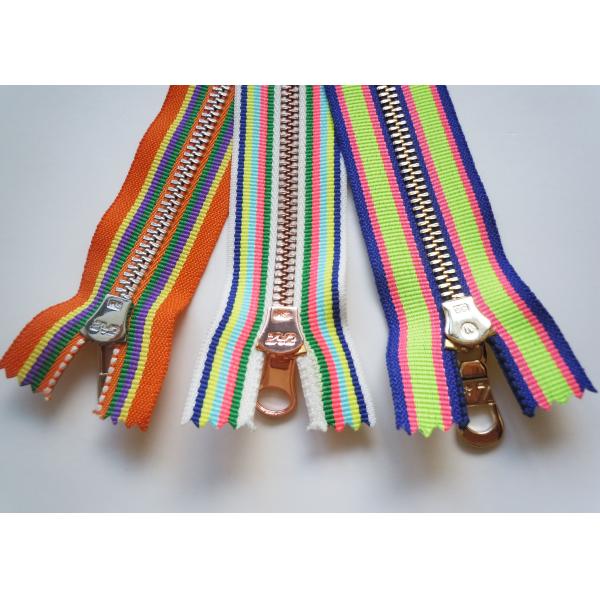 Environmental Protection Sewing Notions Zippers With Colorful Background Fabric For Garment / Bags