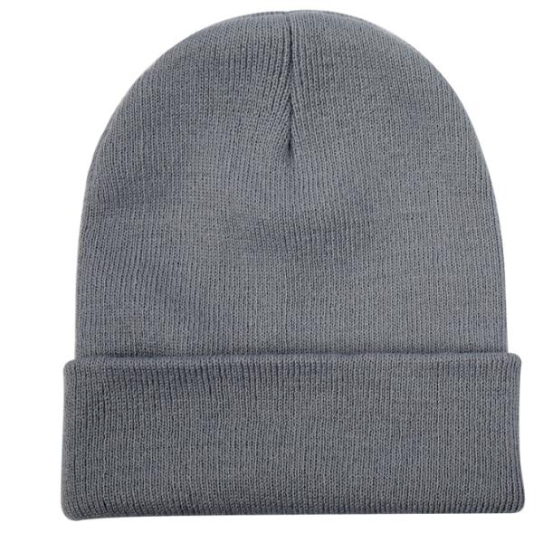 Custom Logo Embroidery Unisex Acrylic Knit Cuffed Cap Warm Winter Knit Hats Beanie for SKI