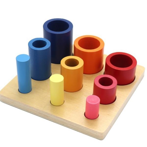 Wooden Early Education Thinking Round Block Develop Children Intelligence Baby Coordination Square Assembled Toy