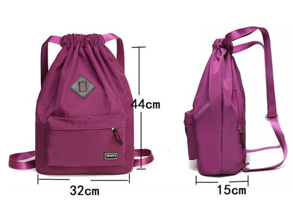 Rose Nylon Rucksack Drawstring Silk Screen Printing Cinch Sack