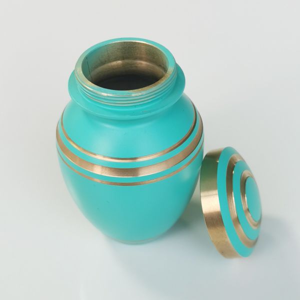 Turquoise Pet Urn Metal Keepsake Urn for Pet Memorial Shops