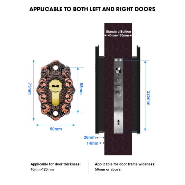 IP68 Waterproof FPC Fingerprint Smart Door Lock Bluetooth Antique