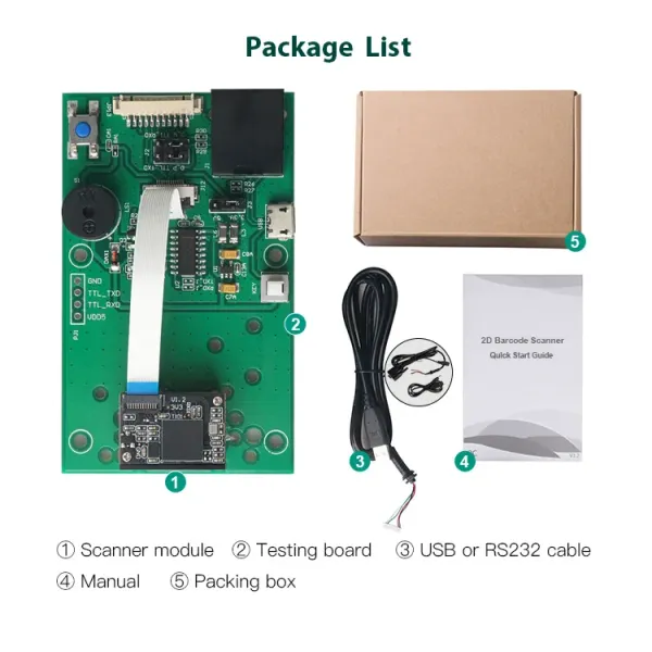 High-Performance 2D Barcode Scanner Module with 3mil/0.076mm Resolution and 640*480 Image Sensor