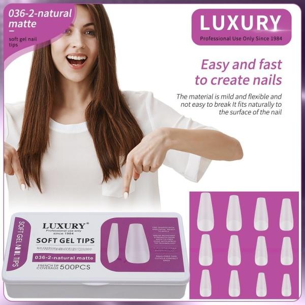 500pcs Long Coffin Long Coffin Fake Nails False French Manicure Nails