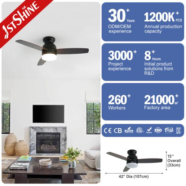 5 Speed Remote Control Decorative Ceiling Fan , Mdf Blades Black Plastic Ceiling Fan