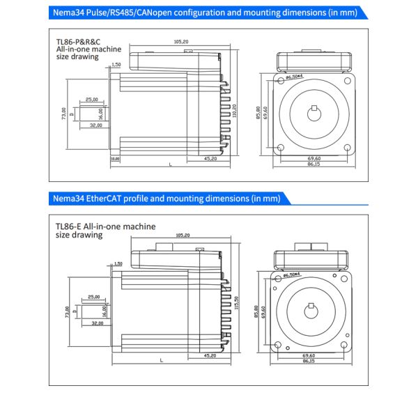Lichuan Open Loop Integrated Stepper Motors Driver 12N.m 2Phase Nema34 48V 6.0A