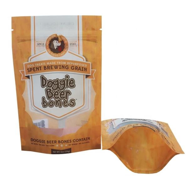 stand up pouch pet dog food bag with resealable zipper dog treats plastic packaging bag