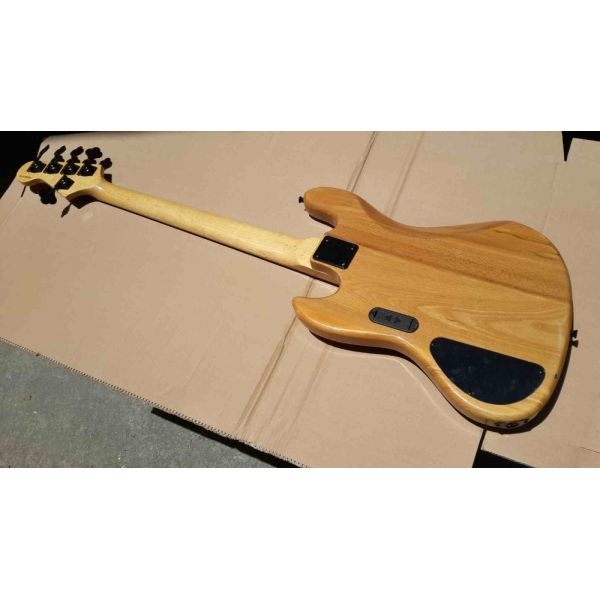 Flame maple 5 string electric bass guitar with ashwood body 20  tone position maple fingerboard free shipping