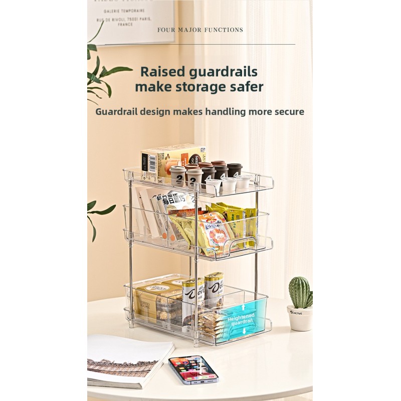 Professional Clear Plastic Cosmetic Organizer Multi-Tier Snack Shelf Skincare Storage Box for Bedroom Living Room Kitchen