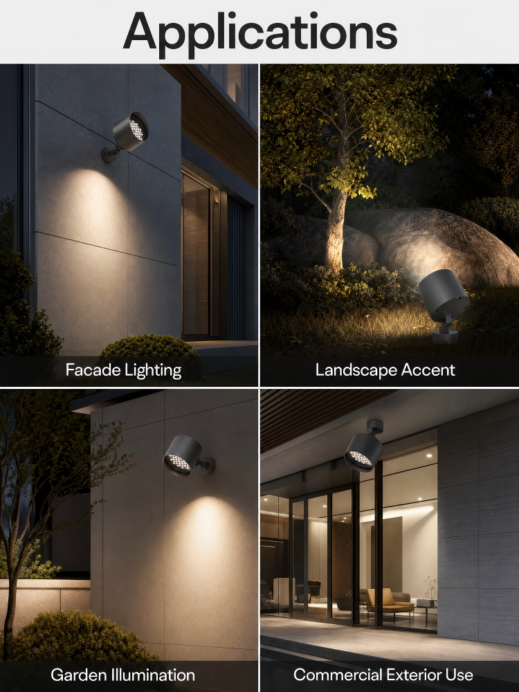 100W Outdoor Multi Mount LED Flood Lights Adjustable Vertical Rotation Exterior Lighting