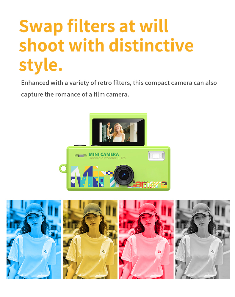 DLC Kids Mini Flip Screen Thumb Camera HD Small Portable Pocket Camera Student Recording Camera