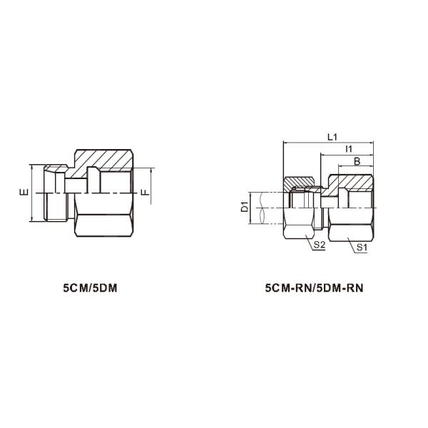 Metric Hydraulic Bsp Female Fitting DIN 3865 5CM / 5DM  Nickel Plated