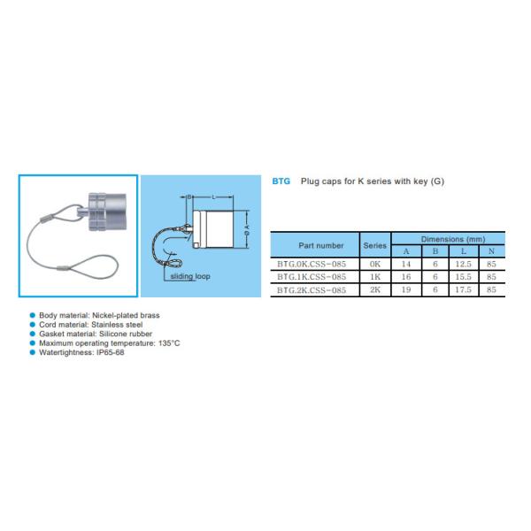 tampões de poeira de prata IP68 do conjunto do cabo distribuidor de corrente da tomada 1K SRD.BTG.1K.100.NAS