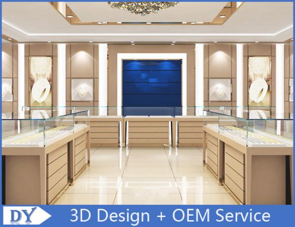 Jewellers Showroom / Jewelry Display Cases Beige With Lacquer Finished Attractive