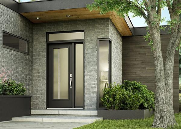 Unique Solid Wood Front Doors Villa Europe Style Single Glazed / Double Glazed Glass