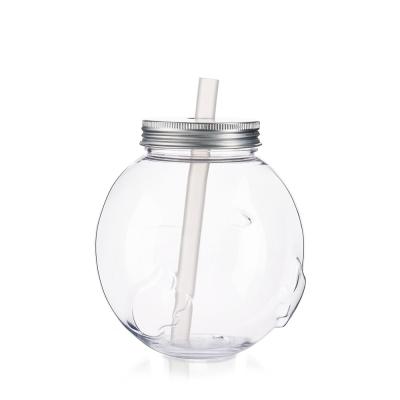 500ML PET Clear Cute Fat Chicken Shape Milk Tea Plastic Cup For Summer Cold Drinks
