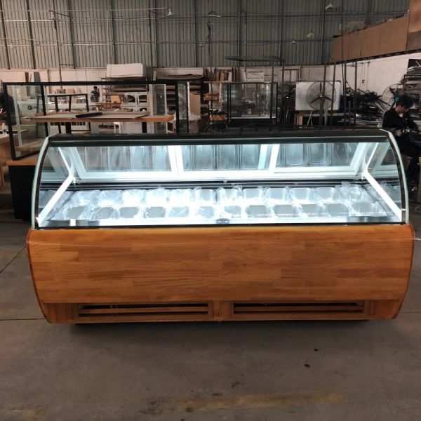 Electronic Italian Ice Cream Display Refrigerator Gelato Showcase Freezer