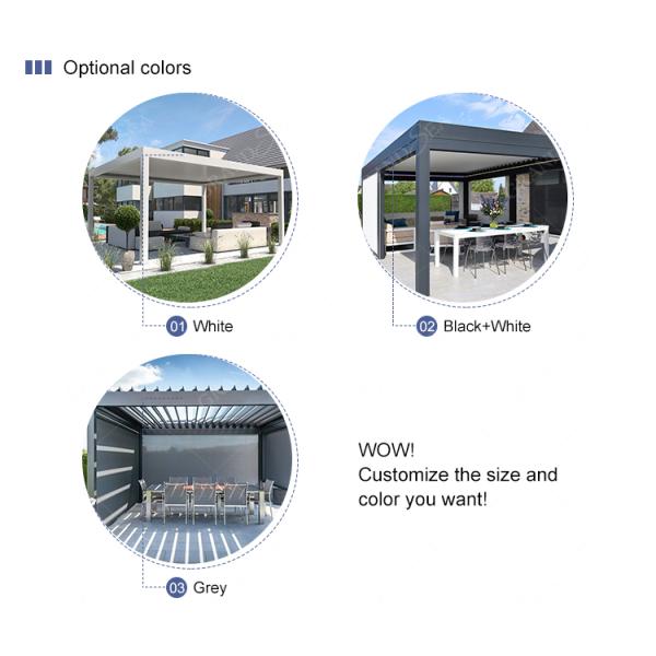 Luxury Patio Automatic Smart Cover Louver Roof System Waterproof Garden Aluminium Outdoor Motorized Pergolas